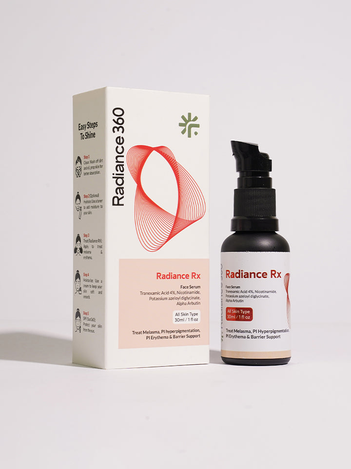 Radiance Rx skincare product and packaging on a white background
