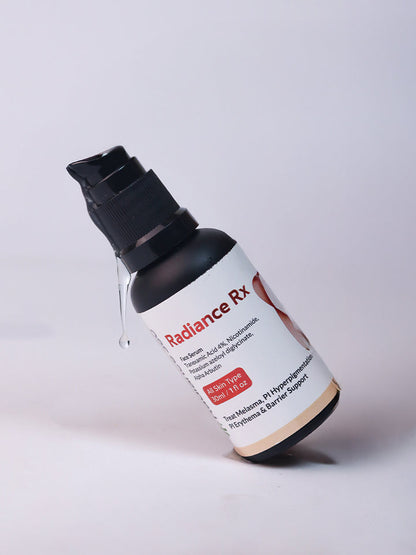 Radiance RX skincare bottle on a light gray background