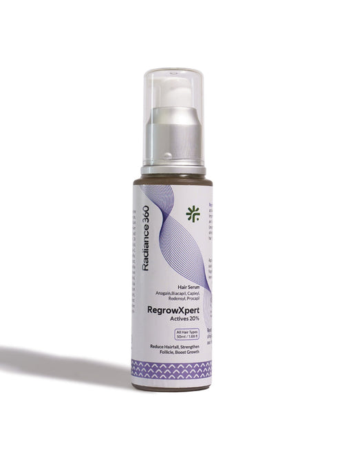 Bottle of Radiance 360 RegrowXpert Active 20% on a white background