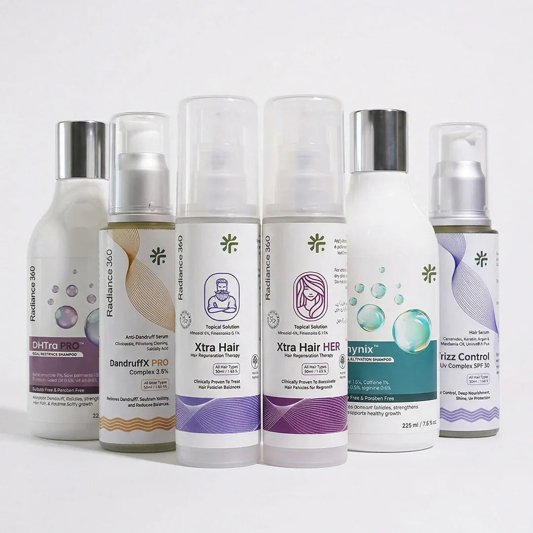 Set of hair care products with labels on a white background