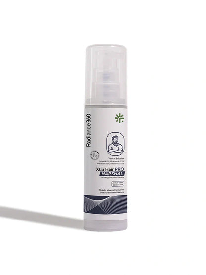 Skincare product bottle labeled 'Radiance360' on a white background