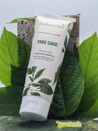 Tube of Radiance360 skincare product on a leafy background